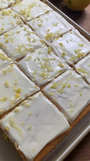 This Lemon Sheet Cake is SO easy to make!🍋 It looks like it took hours, but really all you need is a box cake mix 🙌🍰 You are going to love it! Ingredients 1 box lemon cake mix 1 box lemon pudding mix instant 1 cup water ½ cup vegetable oil 4 eggs Frosting Ingredients: 8 oz cream cheese softened ½ cup butter softened 2 cups confectioners’ sugar 2 teaspoons vanilla extract 1-2 tablespoons milk Instructions 1. Preheat oven to 350 degrees F. 2. In a large bowl, beat the cake mix, dry instant pudd