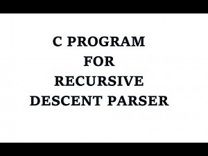 (Easiest way in hindi)C Program for Recursive Descent Parser