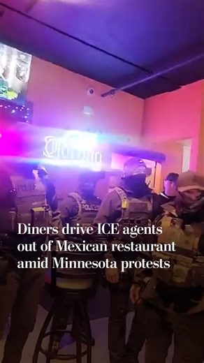 ICE agents left a Mexican restaurant in St. Paul, Minnesota, after patrons yelled at them to get out. President Trump has threatened to invoke the Insurrection Act in Minnesota to quell protests over a recent federal immigration enforcement surge. https://wapo.st/3YGWy13 | Washington Post