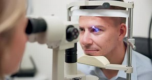 Close Up Eye Exam in Doctor's Office