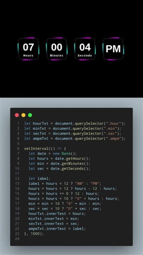 This Digital Clock Animation is Made with HTML CSS JS 😱🔥