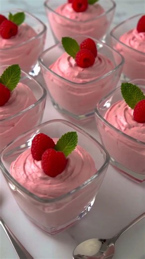 The BEST Raspberry Mousse 🍓 | Light, Airy & Irresistible!#dessert #raspberry