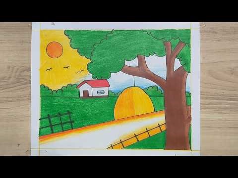 Summer Season Drawing For Beginners | How to Draw Sea Beach Scenery Easy step | Easy Drawing Stepz