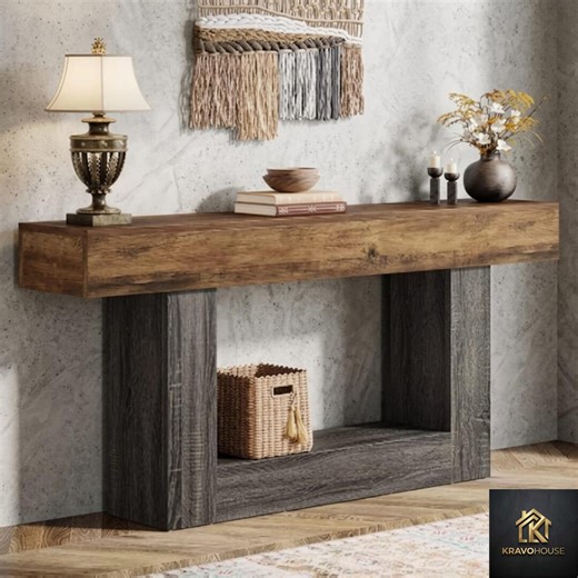 Rustic Console 63''table Farmhouse Entryway Table Narrow Wood Sofa Table Shelf - Etsy