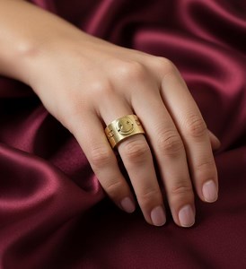 Smiley Face emoji ring , Emoji  Wide Band,  Raw Brass  gold Happy Jewelry