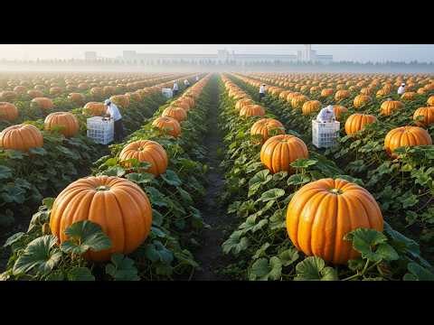 How Giant Pumpkins Are Harvested and Processed | Modern Pumpkin Factory Production Line