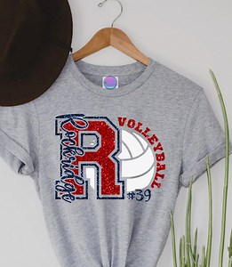 Custom Glitter Volleyball T-shirts - Name & Big Numbers - School Spirit Pride - Mom School Sports - Etsy