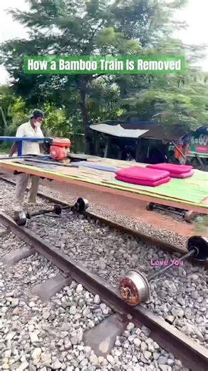 How Locals Remove a Famous Bamboo Train After Tourists Get Off | Cambodia 🇰🇭