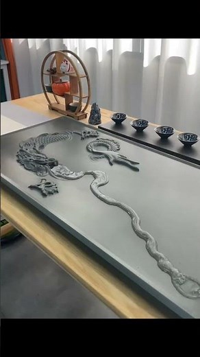 Dragon Carved Tea Tray – Solid Stone Gongfu Tea Table for Traditional Chinese Tea Ceremony