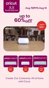 Ready to bring home your first Cricut machine — or finally upgrade? Here’s your first peek at our 8.8 sale prices: And guess what? These are just the base prices — your final price could be even lower when you stack platform vouchers and early bird coupons! Add to cart today, deals go live very soon — and they won’t last long! | Cricut