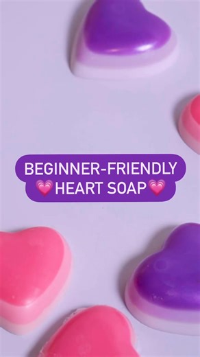 This beginner-friendly Ombre Heart Soap is the perfect last-minute Valentine’s Day project 💗💘 We scented this recipe with Camelia Sugar Fragrance Oil and used our Silicone Heart Mold to create the layered heart effect. Get the recipe - https://bberry.studio/Ombre-Heart-Soap | Bramble Berry