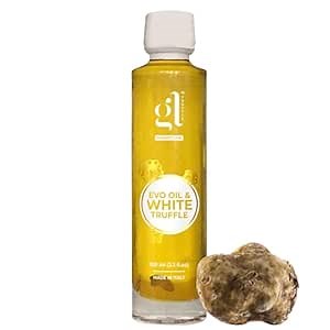 GL Truffle GOURMET LINE White Truffle Oil, Infused with Real Truffle Slice, Authentic, High Concentrated White Truffle Flavor, 100 ml (3.4 FL oz), Premium Quality, Product Of Italy