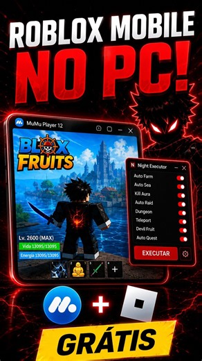 ROBLOX MOBILE NO PC com EXECUTOR + SCRIPT GRÁTIS! 🔥