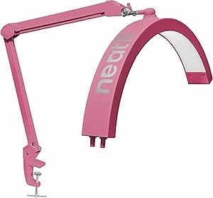 Neatfi Half Moon LED Table Lamp for Estheticians, Nail Tech, and Cosmetician for Manicure Art, Facial, Waxing, Threading and Tattoo, 2500 Lumens, 5 Light Modes (with Clamp, Pink)