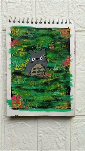 totoro painting 10 second, my neighbour totoro#painting#drawing#art #acrylic