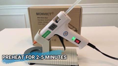 Hot Glue Gun Kit, MONVICT 40W Mini Glue Gun with Fine Tip & 30 Glue Sticks, Suction Cups Stand & Anti Stick Silicone Mat, On/Off Switch Design for DIY, Crafts, Home School Project…