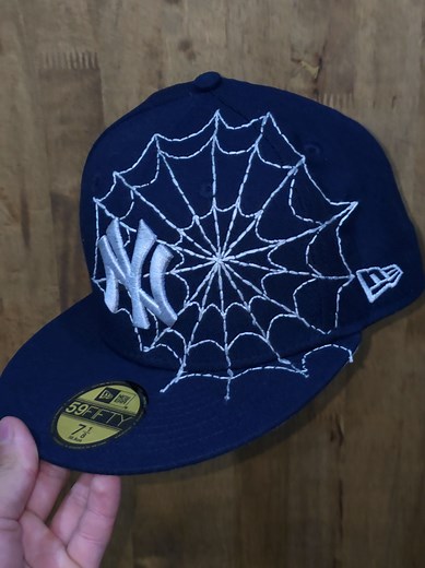 Handmade Spiderweb New Era Hat Embroidery