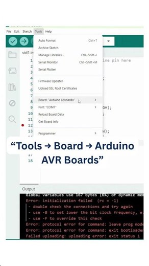Arduino Upload Failed | Wrong Board Selected (Fix) #shorts