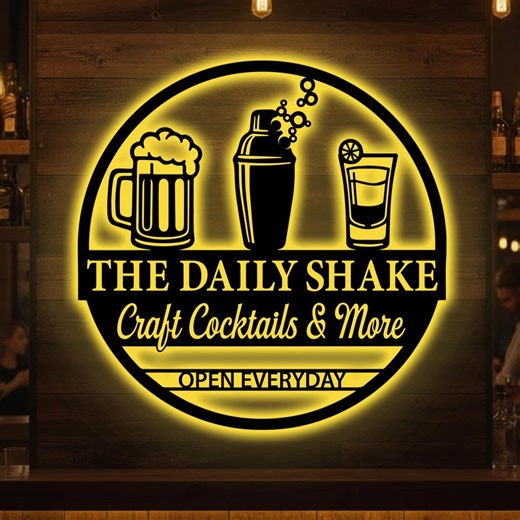 Custom Bar LED Metal Sign, Personalized Cocktail Lounge Decor, Home Pub Neon Wall Light Gift - Etsy