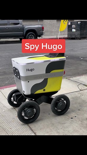 Hugo is a delivery robot that doesn’t actually deliver anything for Uber Eats. He spies on me because I’m on to the robots’ shady behavior.