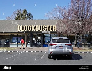 The exterior of the BlockBuster Video store in Bend, Oregon, the only BlockBuster store left in the world Stock Photo - Alamy