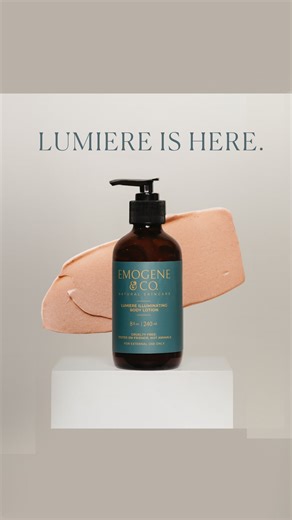 Lumiere is HERE ✨ Our illuminating body lotion with a soft rose-gold sheen and a silky, hydrating finish just dropped! Wear it for holiday parties, date nights, or any day you want that radiant, lit-up skin 💫 Lightly scented with rose-infused vanilla Shop now at emogeneandco.com | Emogene & Co.