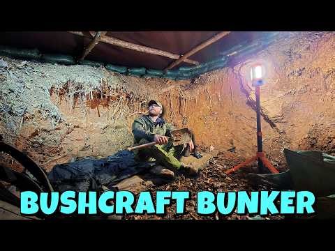 Underground Bushcraft Survival Shelter Build & Camp