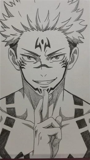 Easy Sukuna Drawing 🔥 Step by Step | Jujutsu Kaisen Art Tutorial #shorts #drawing