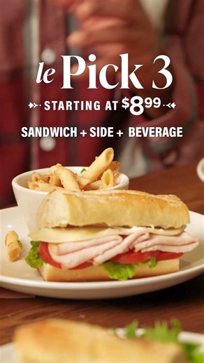 Sit back, relax and enjoy your choice of half sandwich, side and beverage starting at just $8.99 with le Pick 3. | La Madeleine French Café | Facebook