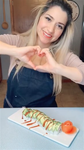 Homemade caterpillar sushi roll with my favorite ingredients