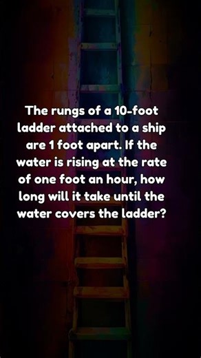 The rungs of a 10-foot ladder attached to a ship are 1 foot apart. If... | Riddle Me Shorts