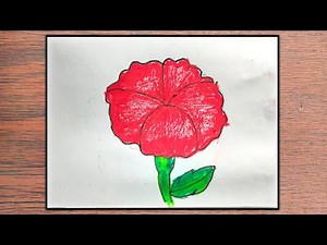 🌸 Easy Red Flower Drawing for Beginners | Step-by-Step Tutorial 🎨