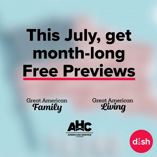 Experience the Great American Showcase all month-long with Free Previews from top channels like Great American Family, the American Heroes Channel and more! 📺 | DISH