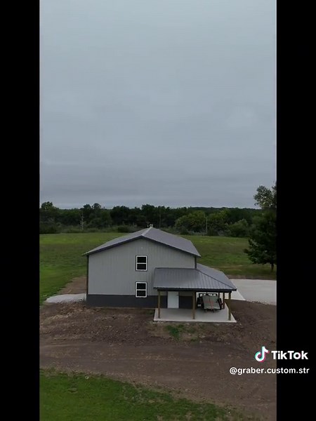 Pretty little 30×40! Porch, Foam, Concrete, all the goodies! #construction #postframe #postframebuildings #constructionlife #fall #gcs #fyp #fy0pシ