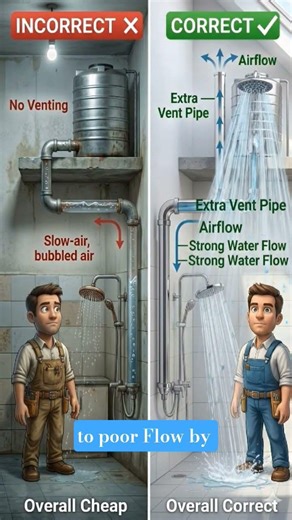Common Plumbing Issue known as an **airlock** and how to solve it using a vent pipe.