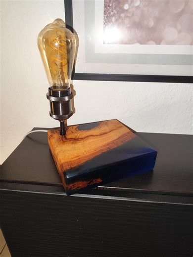 Designer Lamp Made of Cherry Wood and Epoxy Resin - Etsy