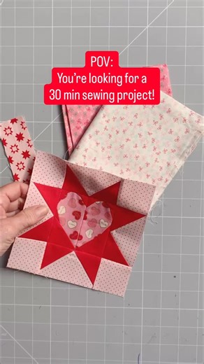 Ingrid Alteneder on Instagram: "Are you looking for a 30-minute sewing project... ? this one delivers in the sweetest way! ❣️ I turned the heart in a star quilt block pattern into this adorable little heart drawstring bag. and I’m completely smitten! ❣️ It’s quick, it’s scrap-friendly, and it makes the perfect handmade gift for Valentine’s Day (or anyone you love, really ❣️ Comment ‚heart‘ for the link to the pattern. . . . . . . . #sewingproject #quiltblockbag #drawstringbag #joejuneandmae"