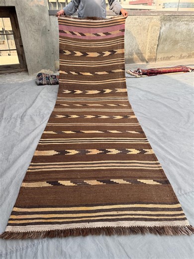 3'4x10 Vintage Afghan Herat Kilim Runner Handmade Spun Wool, Faded Brown Beige Bohemian Tribal Caucasian Hallway Kitchen Rug Rare Design - Etsy