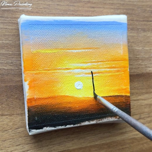 35K views · 420 reactions | African sunset acrylic painting on tiny canvas ️ Thankyou ❤️ | Vinee Painting | Facebook
