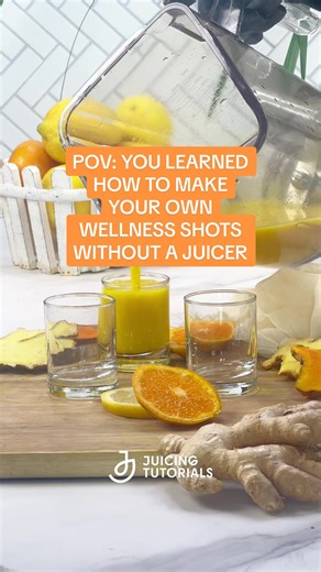 POV: You learned how to make your own wellness shots at home without a juicer to save money! #wellnessshots #gingershot #juicing #juicingtutorials #tipsandtricks #healthyrecipes