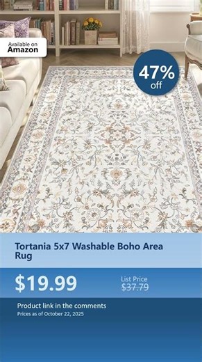 Tortania 5x7 Washable Boho Area Rug