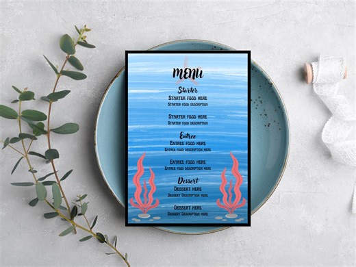 Editable Ocean Wedding Menu, Nautical Canva Template (digital Download) - Etsy