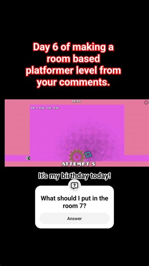 Day 6 of making a room based platformer level from your comments. #geometrydash #gd
