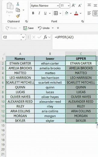 Lower, Upper and Proper Case in Excel