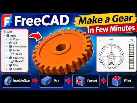 How To Make Gear In FreeCAD | Make Gear In FreeCAD | Gear Design in FreeCAD