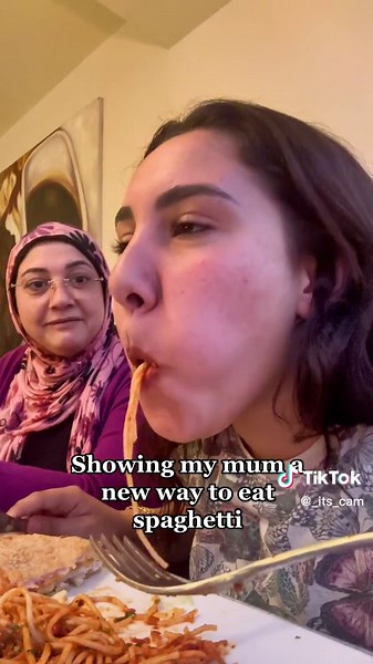 Innovative Spaghetti Eating Challenge With Mom