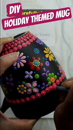 Diy colorful mug. you can easily turn your plain black mug into piece of art. Dot mandala magic