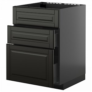 METOD / KNIVSHULT base cab f hob/int extractor w drw, black-grey/Bodbyn black, 60x60 cm  - IKEA Norway