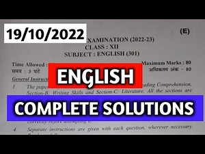English mid term exam class 12 answer key 🔥 ।। 19/10/2022 complete solutions 2022-23