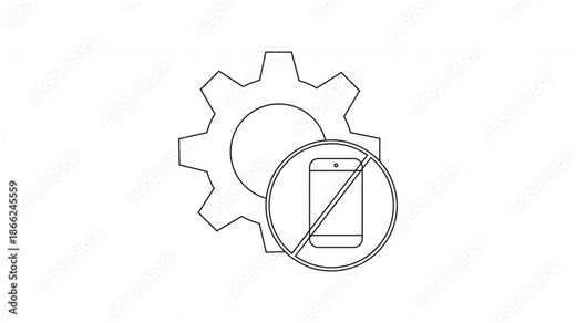 No Phone Settings Icon Animation - Technology Restrictions Visual.